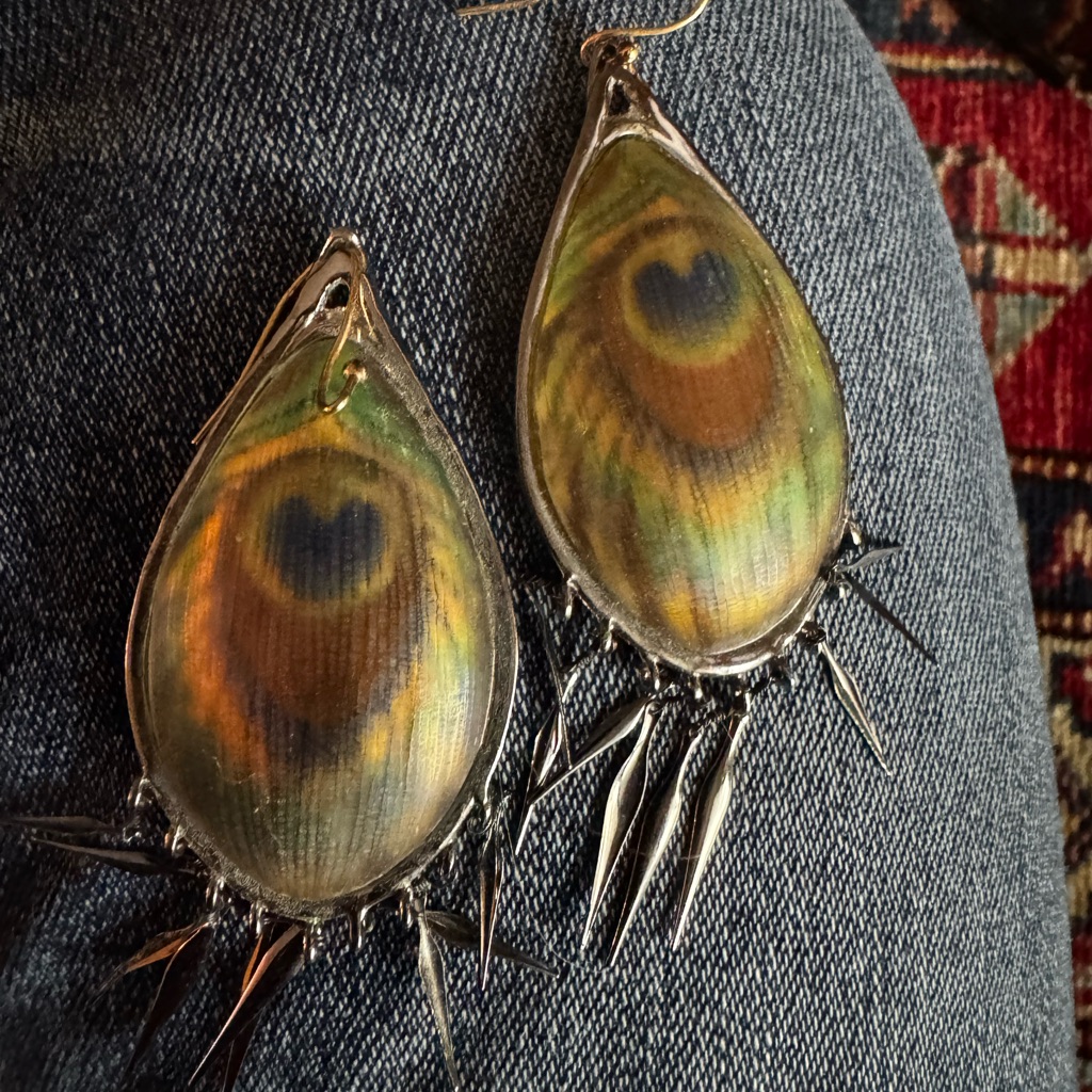 Alexis Bittar Peacock Feather Earrings